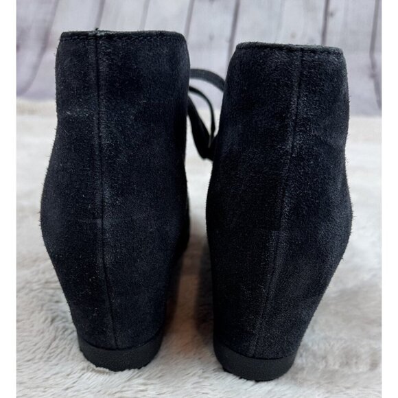 PRADA Women's Black Milano Suede Lace-Up Wedge Boots Booties Size 39/US 9 - Picture 4 of 8
